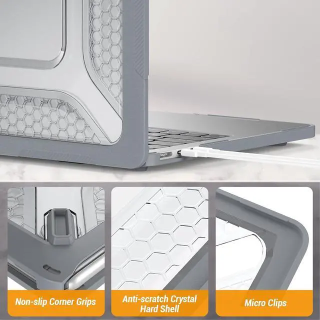 Alt view image 7 of 7 - MBook Air 13.6 inch Case (2022)[A2681 M2], Shock-Absorbing Protection Case with Folding Stand &Mouse Pad/Bag for MBook Air 13.6\u201d (Gray)