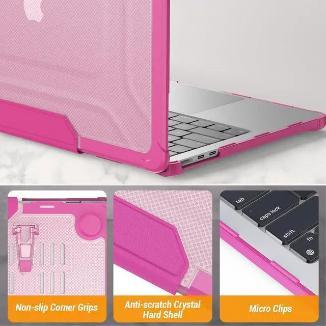 Alt view image 5 of 5 - MBook Air 13.6 inch Case (2022)[A2681 M2], Shock-Absorbing Protection Case with Folding Stand &Mouse Pad/Bag for MBook Air 13.6 (Pink)