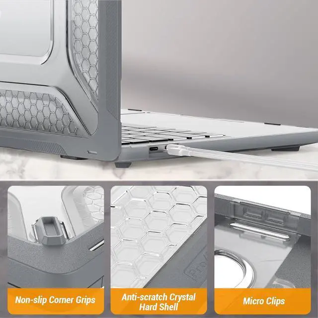 Alt view image 7 of 7 - MBook Pro 14 inch Case, Shock-Absorbing Protection Case with Folding Stand &Mouse Pad/Bag for MBook Pro 14'' A2918 A2992 m3/ A2779 m2/ A2442 m1 2023/2022/2021 (Gray)