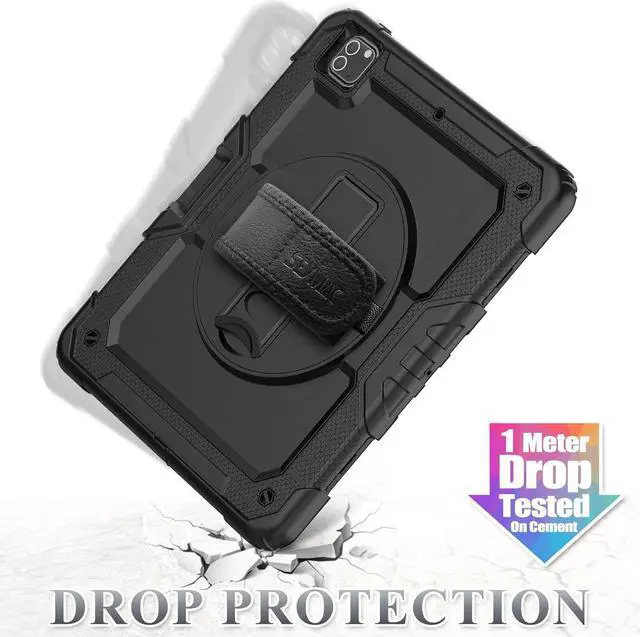 Alt view image 7 of 7 - Case for iPad Pro 12.9'' 2022/2021/2020/2018 with Screen Protector 360 Rotating Stand Hand Strap, Drop-Proof Case for iPad Pro 12.9''(6th/5th/4th/3rd Generation), Black