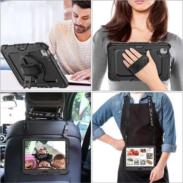 Alt view image 5 of 7 - Case for iPad Air 5th/4th Generation/Pro 11 (4th/3rd/2nd) with Screen Protector Pen Holder, 360 Rotate Hand Strap/Stand Case for iPad Air 5th/4th Gen 10.9''/ Pro 11'' (Brightblue+Black)