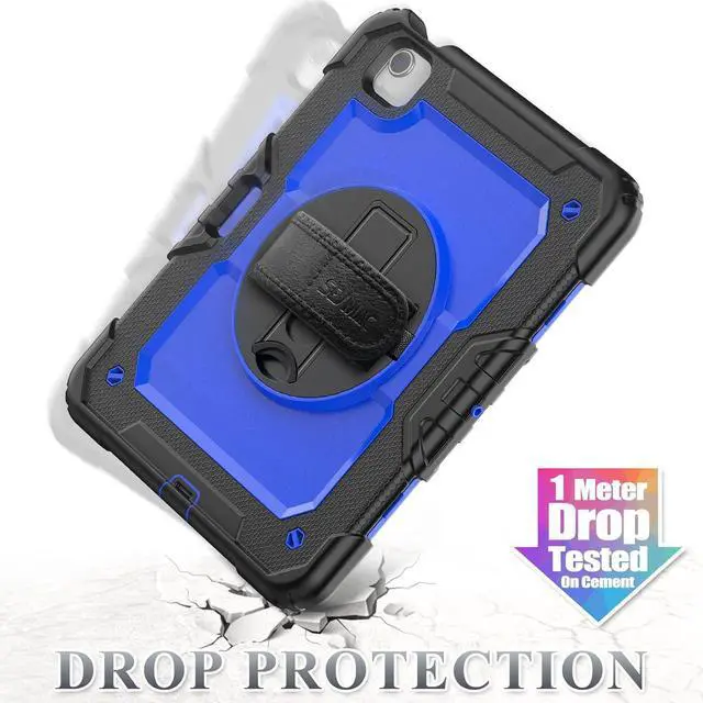 Alt view image 6 of 7 - Case for Pad Air 5th/4th Generation/Pro 11 (4th/3rd/2nd), Full-Body Drop Protection Case with Screen Protector Pen Holder 360° Rotate Hand Strap/Stand for Pad 10.9/11(Blue+Black)