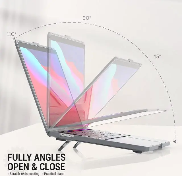 Alt view image 3 of 7 - MBook Pro 14 inch Case, Shock-Absorbing Protection Case with Folding Stand &Mouse Pad/Bag for MBook Pro 14'' A2918 A2992 m3/ A2779 m2/ A2442 m1 2023/2022/2021 (Gray)