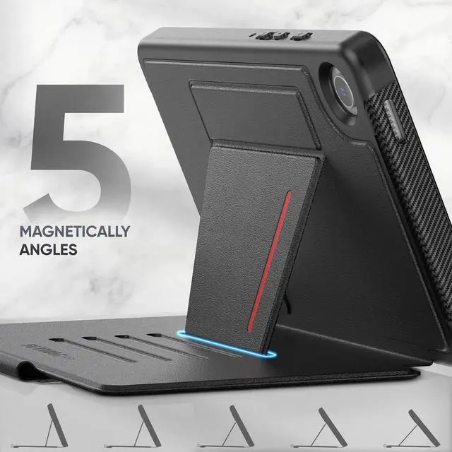 Alt view image 2 of 7 - for Galaxy Tab A9 5G Tablet Case 8.7'', Smart Auto Sleep Cover with Magnetic Multi-Angles Stand, Card Slot for Galaxy Tab A9 8.7'' SM-X110/X115/X117 (Black)