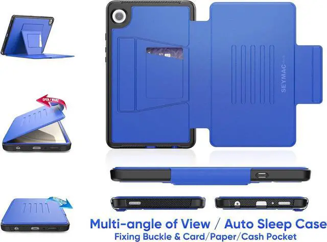 Alt view image 4 of 7 - for Galaxy Tab A9 5G Tablet Case 8.7'', Smart Auto Sleep Cover with Magnetic Multi-Angles Stand, Card Slot for Galaxy Tab A9 8.7'' SM-X110/X115/X117 (Blue)