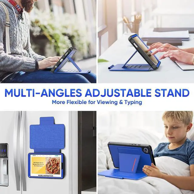 Alt view image 5 of 7 - for Galaxy Tab A9 5G Tablet Case 8.7'', Smart Auto Sleep Cover with Magnetic Multi-Angles Stand, Card Slot for Galaxy Tab A9 8.7'' SM-X110/X115/X117 (Blue)