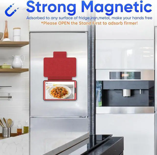 Alt view image 3 of 7 - for Galaxy Tab A9 5G Tablet Case 8.7'', Smart Auto Sleep Cover with Magnetic Multi-Angles Stand, Card Slot for Galaxy Tab A9 8.7'' SM-X110/X115/X117 (Red)