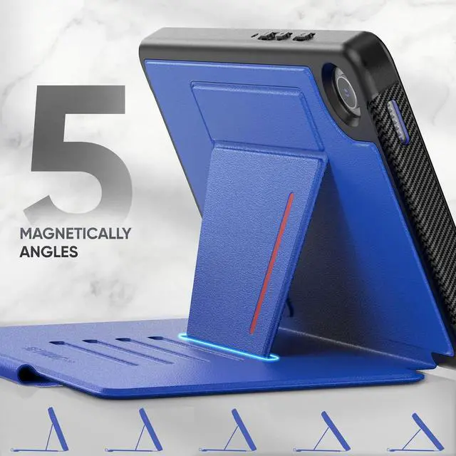 Alt view image 2 of 7 - for Galaxy Tab A9 5G Tablet Case 8.7'', Smart Auto Sleep Cover with Magnetic Multi-Angles Stand, Card Slot for Galaxy Tab A9 8.7'' SM-X110/X115/X117 (Blue)