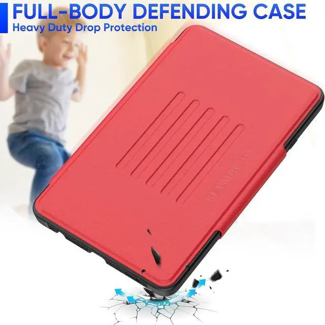 Alt view image 7 of 7 - for Galaxy Tab A9 5G Tablet Case 8.7'', Smart Auto Sleep Cover with Magnetic Multi-Angles Stand, Card Slot for Galaxy Tab A9 8.7'' SM-X110/X115/X117 (Red)