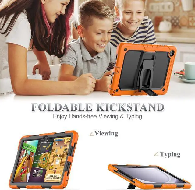 Alt view image 2 of 7 - for Galaxy Tab A9+ Plus 5G Tablet Case 11'' 2023 with Screen Protector Shoulder Strap& Stand, Drop-Proof Case for Galaxy Tab A9+/A9 Plus 11'' X210/X216/X218, Orange