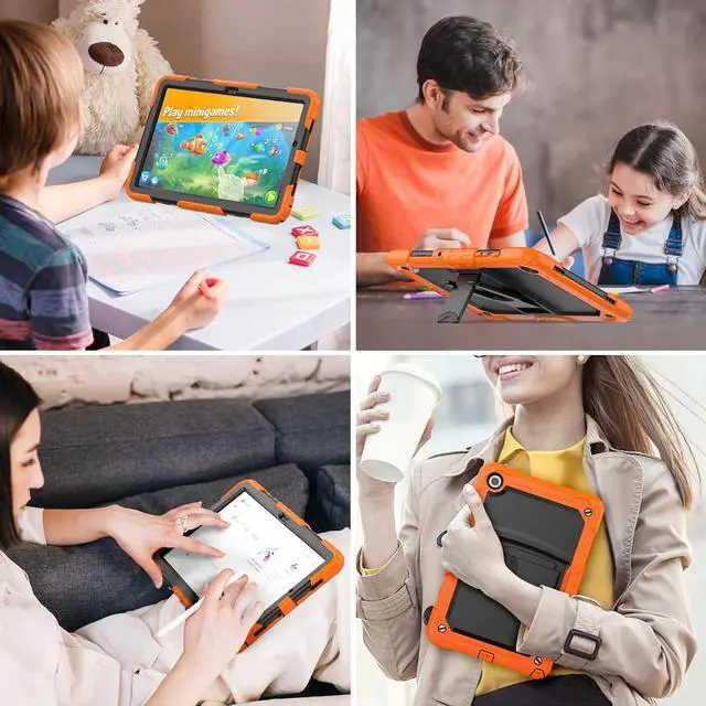 Alt view image 3 of 7 - for Galaxy Tab A9+ Plus 5G Tablet Case 11'' 2023 with Screen Protector Shoulder Strap& Stand, Drop-Proof Case for Galaxy Tab A9+/A9 Plus 11'' X210/X216/X218, Orange