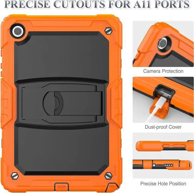 Alt view image 6 of 7 - for Galaxy Tab A9+ Plus 5G Tablet Case 11'' 2023 with Screen Protector Shoulder Strap& Stand, Drop-Proof Case for Galaxy Tab A9+/A9 Plus 11'' X210/X216/X218, Orange