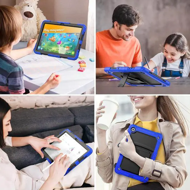 Alt view image 3 of 6 - for Galaxy Tab A9+ Plus 5G Tablet Case 11'' 2023 with Screen Protector Shoulder Strap& Stand, Drop-Proof Case for Galaxy Tab A9+/A9 Plus 11'' SM-X210/X216/X218,Blue