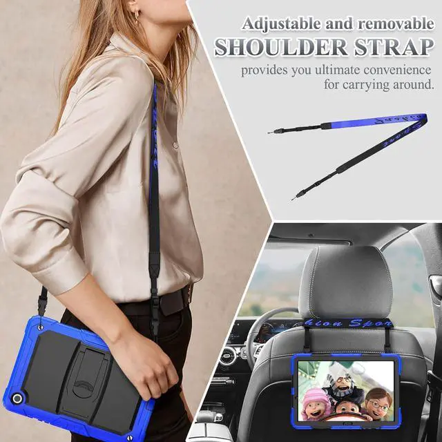 Alt view image 4 of 6 - for Galaxy Tab A9+ Plus 5G Tablet Case 11'' 2023 with Screen Protector Shoulder Strap& Stand, Drop-Proof Case for Galaxy Tab A9+/A9 Plus 11'' SM-X210/X216/X218,Blue