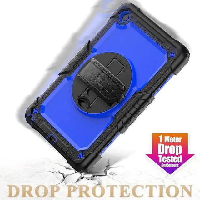Alt view image 5 of 6 - Tab M10 Plus 3rd Gen (TB-125F/128F) 10.6" Case with Screen Protector, Drop-Proof Protection Case with 360° Rotating Stand &Strap [Pen Holder] for Tab, Blue+Black