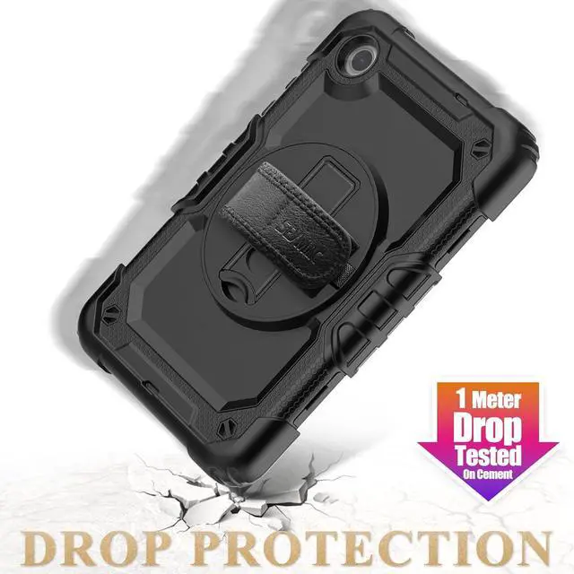 Alt view image 7 of 7 - Tab M10 Plus 3rd Gen (TB-125F/128F) 10.6" Case with Screen Protector, Drop-Proof Protection Case with 360° Rotating Stand &Strap [Pen Holder] for Tab, Green+Black