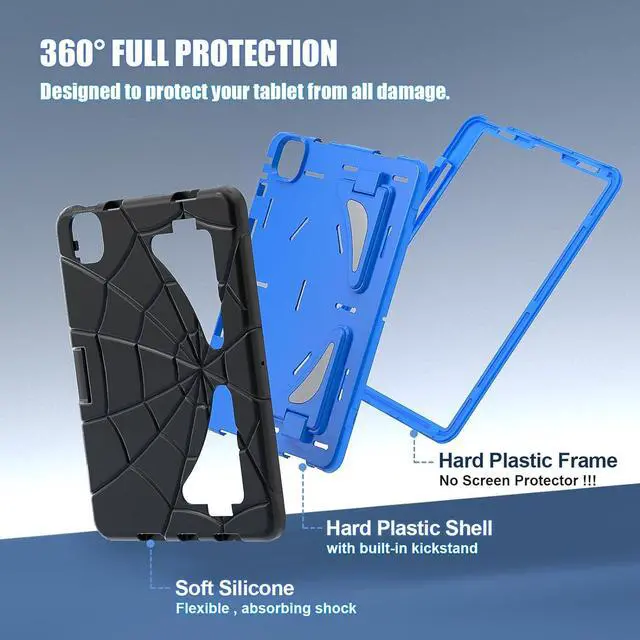 Alt view image 2 of 7 - Shockproof Case for Pad Air 5th/4th Gen 10.9'' (2022/2020),Pad Pro 11'',Heavy Duty Rugged Stand for Kids Children Pad Air 4/5, Pad Pro 11'' 1st 2018/2nd 2020/3rd 2021/4th 2022 (Black)