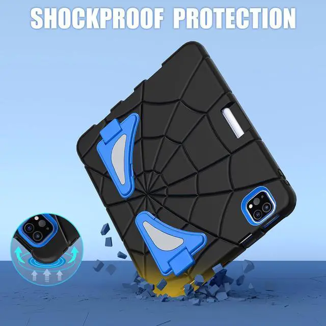 Alt view image 3 of 7 - Shockproof Case for Pad Air 5th/4th Gen 10.9'' (2022/2020),Pad Pro 11'',Heavy Duty Rugged Stand for Kids Children Pad Air 4/5, Pad Pro 11'' 1st 2018/2nd 2020/3rd 2021/4th 2022 (Black)