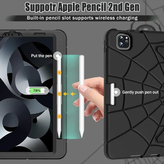 Alt view image 3 of 7 - Case for Pad 10.2-Inch (2021/2020/2019, 9/8/7 Gen Pad 10.5-Inch (Pad Air 3 2019/Pad Pro 2017), Heavy Duty Shockproof Kickstand for Kids Boys for Pad 9th/8th/7th,Pad 10.5'' (Blue+Red)