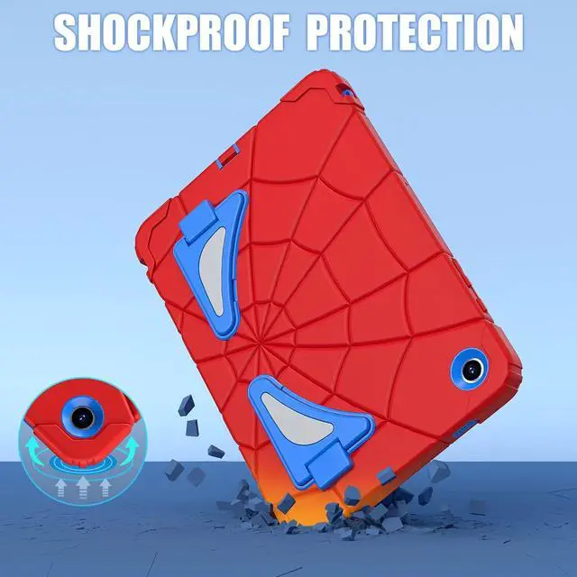Alt view image 4 of 7 - Shockproof Case for Galaxy Tab A9 Plus 11'' 2023,3-Layer Silicone+PC Hybrid Rugged Heavy Duty with Kickstand Kids Friendly Children Boys for  Galaxy Tab A9+ 2023 (Red+Blue)
