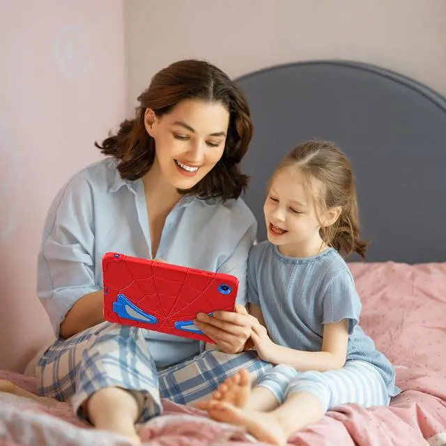 Alt view image 6 of 7 - Shockproof Case for Galaxy Tab A9 Plus 11'' 2023,3-Layer Silicone+PC Hybrid Rugged Heavy Duty with Kickstand Kids Friendly Children Boys for  Galaxy Tab A9+ 2023 (Red+Blue)