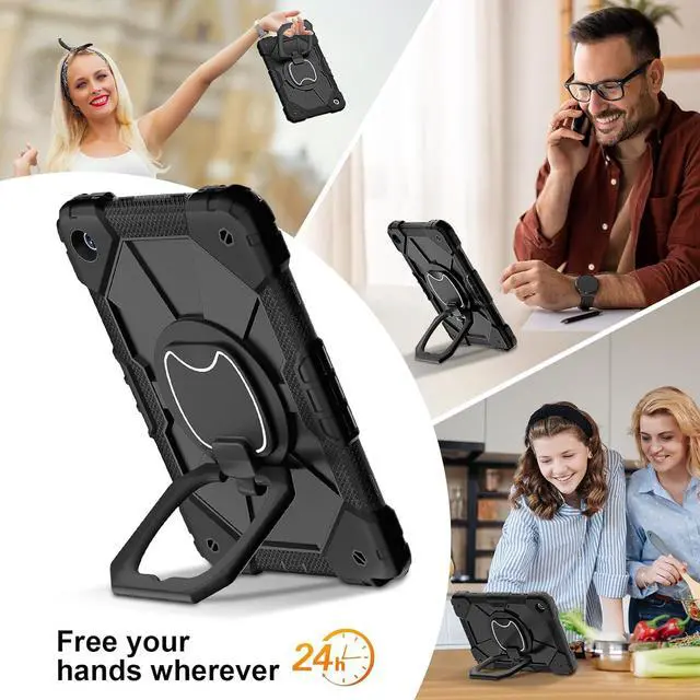 Alt view image 6 of 7 - for Galaxy Tab A9 Plus 11'' Case, Shockproof Hybrid Rugged Heavy Duty with Rotating Handle Stand/Pencil Holder/Hand Carrying Strap Kids Friendly for  Galaxy Tab A9+ 2023 (Black)
