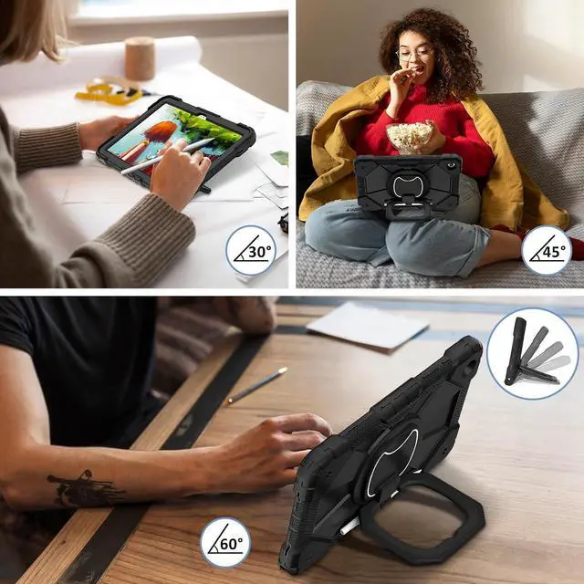 Alt view image 7 of 7 - for Galaxy Tab A9 Plus 11'' Case, Shockproof Hybrid Rugged Heavy Duty with Rotating Handle Stand/Pencil Holder/Hand Carrying Strap Kids Friendly for  Galaxy Tab A9+ 2023 (Black)