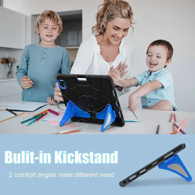 Alt view image 7 of 7 - Shockproof Case for Pad Air 5th/4th Gen 10.9'' (2022/2020),Pad Pro 11'',Heavy Duty Rugged Stand for Kids Children Pad Air 4/5, Pad Pro 11'' 1st 2018/2nd 2020/3rd 2021/4th 2022 (Black)