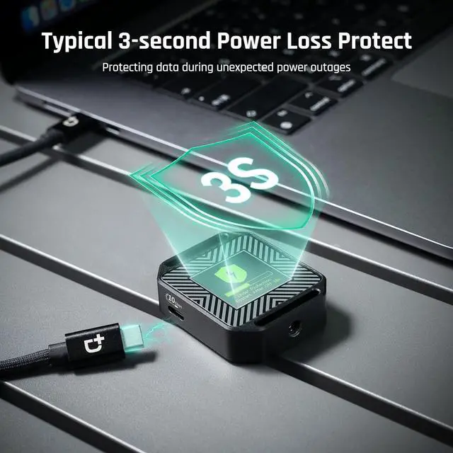 Alt view image 4 of 7 - DOCKCASE Pocket M.2 2230 NVMe SSD Enclosure, Support 3s PLP Prevents Write Data Loss, 10Gbps USB C 3.2 Gen2, fits NVMe PCIe, with 1/4" Screw Hole for Fixed use, Support M-Key B+M Key UASP
