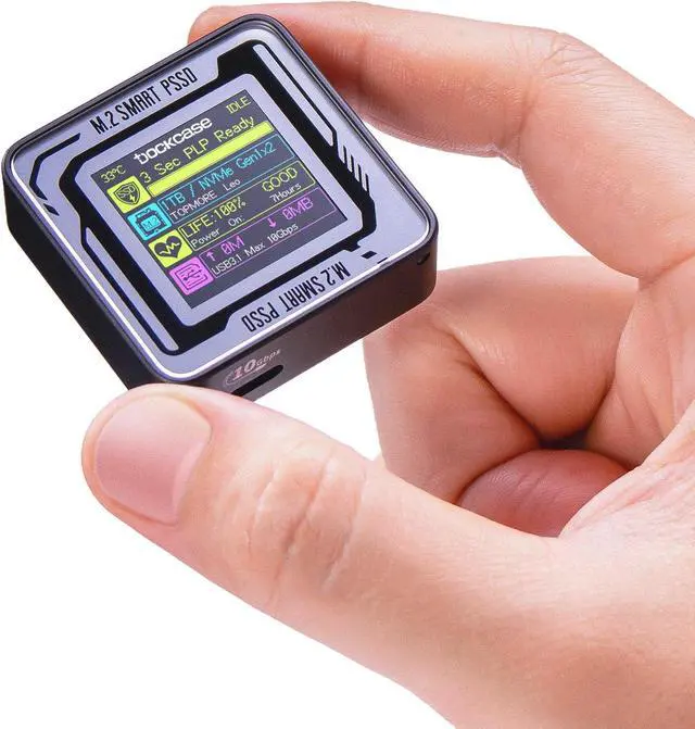 Main image of DOCKCASE 1TB Pocket Portable SSD with 3s PLP, USB 3.2 Gen2 10Gbps, up-to 1050MB/s, USB-C Mini External Solid State Drive, for Photographers, Content Creators and Gaming