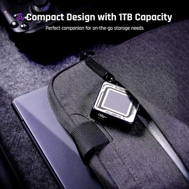 Alt view image 3 of 7 - DOCKCASE 1TB Pocket Portable SSD with 3s PLP, USB 3.2 Gen2 10Gbps, up-to 1050MB/s, USB-C Mini External Solid State Drive, for Photographers, Content Creators and Gaming