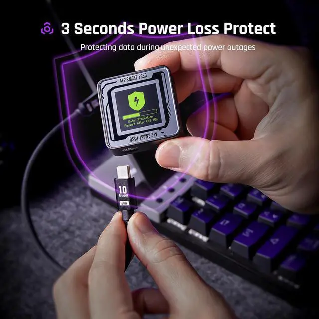 Alt view image 4 of 7 - DOCKCASE 1TB Pocket Portable SSD with 3s PLP, USB 3.2 Gen2 10Gbps, up-to 1050MB/s, USB-C Mini External Solid State Drive, for Photographers, Content Creators and Gaming