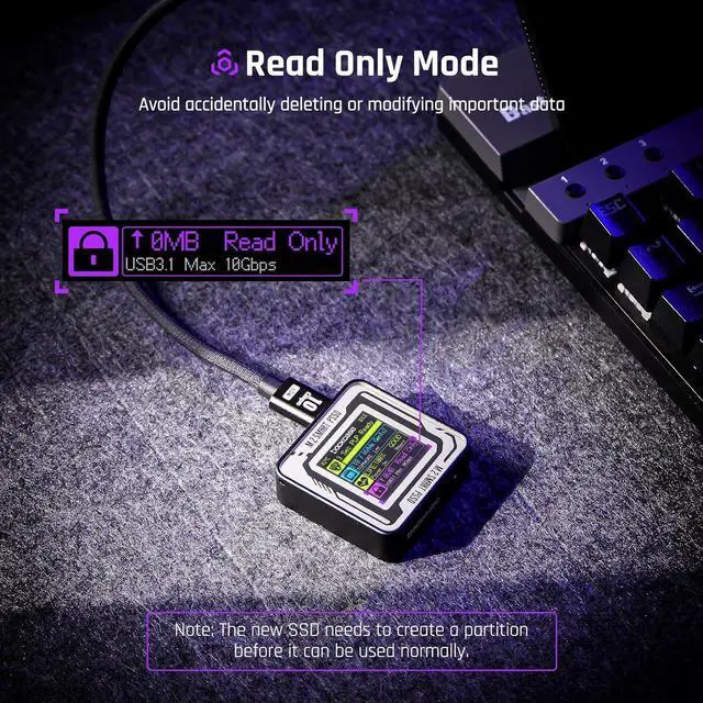 Alt view image 5 of 7 - DOCKCASE 1TB Pocket Portable SSD with 3s PLP, USB 3.2 Gen2 10Gbps, up-to 1050MB/s, USB-C Mini External Solid State Drive, for Photographers, Content Creators and Gaming