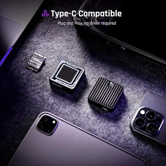 Alt view image 7 of 7 - DOCKCASE 1TB Pocket Portable SSD with 3s PLP, USB 3.2 Gen2 10Gbps, up-to 1050MB/s, USB-C Mini External Solid State Drive, for Photographers, Content Creators and Gaming