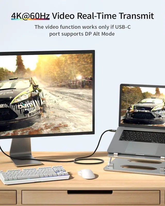 Alt view image 3 of 7 - DockCase USB C to USB C Cable(2-Pack), USB C 3.2 GEN2 10Gbps Data Transfer Cable, 100WPD Fast Charging, 4K Video Monitor for MBook Pro,Pad Pro, 15/15Pro/15Plus, T5 LaCie SSD[3.28ft]