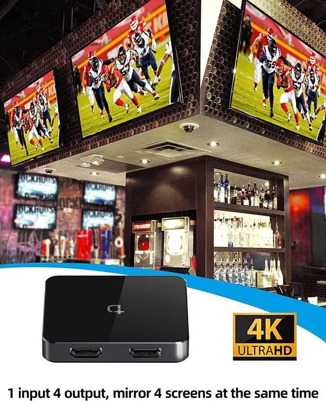 Alt view image 4 of 6 - 4K 1in 4 Out HDMI Splitter, 1 Port to 4 HDMI Display Duplicate/Mirror, Powered HDMI Video Splitter with USB C, Duplicate/Mirror Screen Monitor