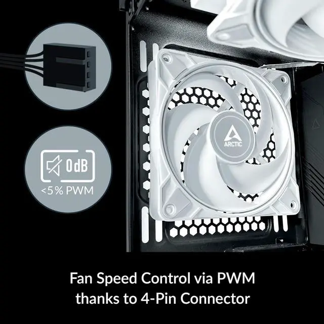 Alt view image 5 of 7 - ARCTIC P12 Max - High-Performance 120 mm case Fan, PWM Controlled 200-3300 RPM, optimised for Static Pressure, 0dB Mode - White