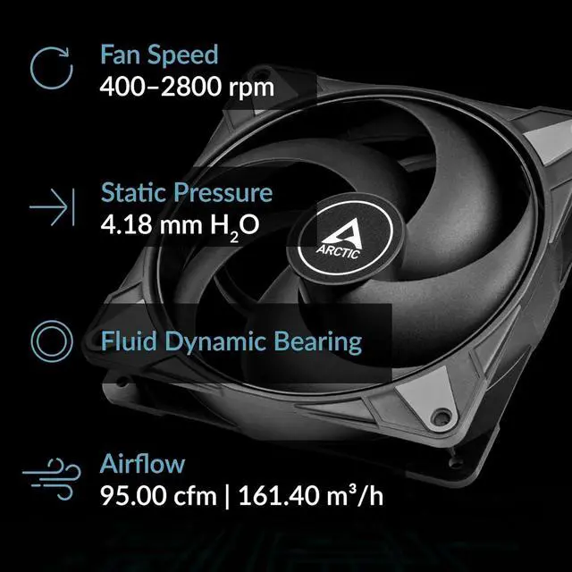 Alt view image 2 of 7 - ARCTIC P14 Max - PC Fan, High-Performance 140 mm Case Fan, PWM Controlled 400-2800 RPM, Optimised for Static Pressure, 0dB Mode - Black