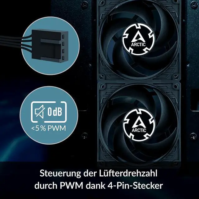 Alt view image 3 of 5 - ARCTIC P8 Max - PC Fan, High-Performance 80 mm case Fan, Server Fan, PWM-Controlled 500-5000 RPM, Optimised for Static Pressure, 0dB Mode, Double Ball Bearing - Black