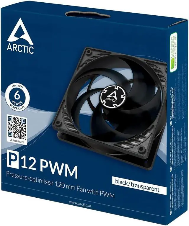 Alt view image 4 of 6 - ARCTIC P12 PWM - 120 mm Case Fan with PWM, Pressure-optimised, Quiet Motor, Computer, Fan Speed: 200-1800 RPM - Black, Transparent
