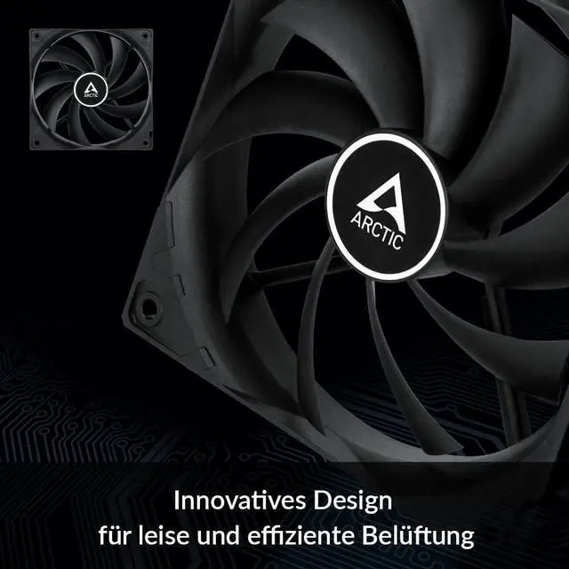 Alt view image 3 of 4 - ARCTIC F12 Silent - 120 mm Case Fan, Very Quiet Motor, Computer, Almost inaudible, Push- or Pull Configuration, Fan Speed: 800 RPM - Black