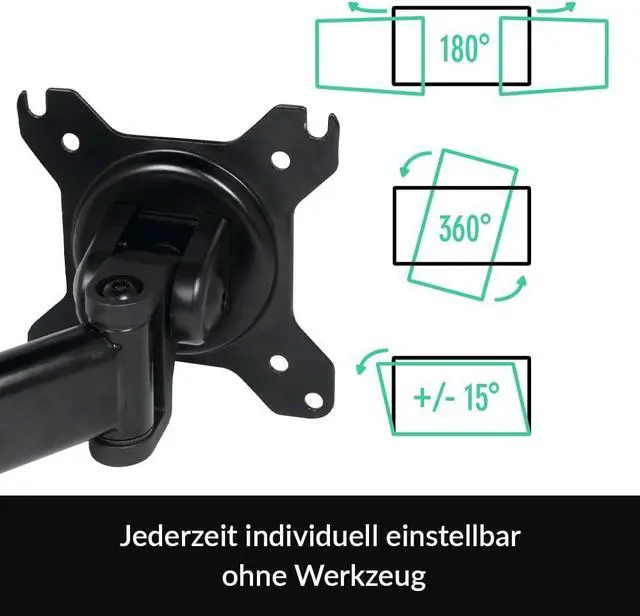 Alt view image 2 of 7 - ARCTIC Z2 Basic - Desk Mount Dual Monitor Arm for up to 32"/25" Ultrawide, up to 15 kg (33 lbs), 360° Rotation, Easy Monitor Adjustment, Monitor Stand - Black
