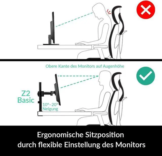Alt view image 3 of 7 - ARCTIC Z2 Basic - Desk Mount Dual Monitor Arm for up to 32"/25" Ultrawide, up to 15 kg (33 lbs), 360° Rotation, Easy Monitor Adjustment, Monitor Stand - Black