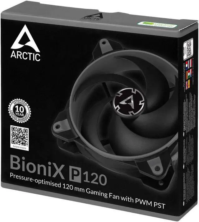 Alt view image 7 of 7 - ARCTIC BioniX P120-120 mm Case Fan with PWM Sharing Technology (PST), Pressure-optimised PC Fans, Quiet Motor, Computer, Fan Speed: 200-2100 RPM - Grey