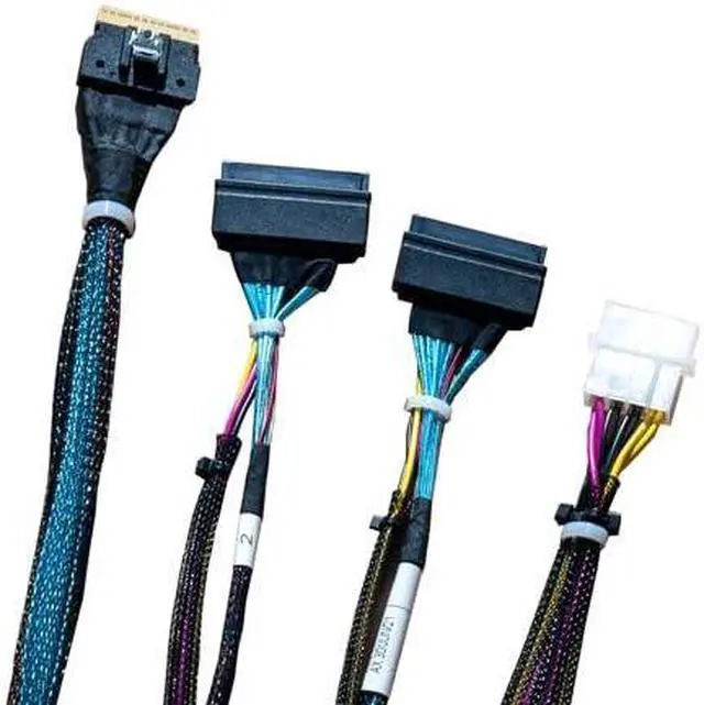 Alt view image 6 of 6 - SlimSAS 8X to 2*U.2 NVMe Adapter,SFF-8654 74pin to 2*SFF-8639 68pin Cable with Power, 75CM(Broadcom MPN 05-60005-00CBL-SAST-0953)
