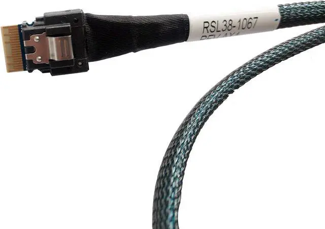 Alt view image 4 of 5 - SlimSAS 4X to MiniSAS HD 4X,SFF-8654 38pin to SFF-8643 36pin Cable 80cm