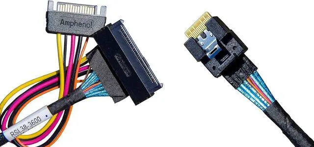 Main image of PCIe 4.0 SlimsSAS x4 to U.3 NVMe Adapter,SFF-8654 38Pin to SFF-8639 68Pin Cablewith SATA Power75cm