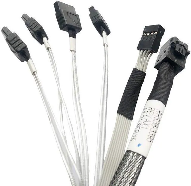 Alt view image 2 of 4 - with GPIO Signal Internal HD Mini SAS (SFF-8643 Host) - 4X SATA (Target) Cable,SFF-8643 to 4X SATA Cable, SFF-8643 for Controller, 4 Sata Connect to Hard Drive,3.3ft/1M