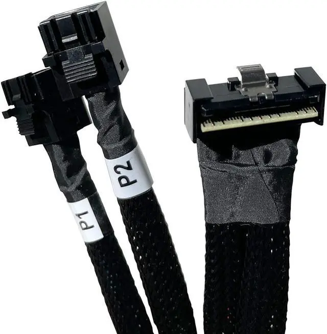 Alt view image 3 of 5 - SlimSAS LP 8X to 2*MiniSAS HD 4X,SFF-8654 LP 74pin to 2*SFF-8643 36pin Cable 80cm(Suitable for DEL Server H750/755)
