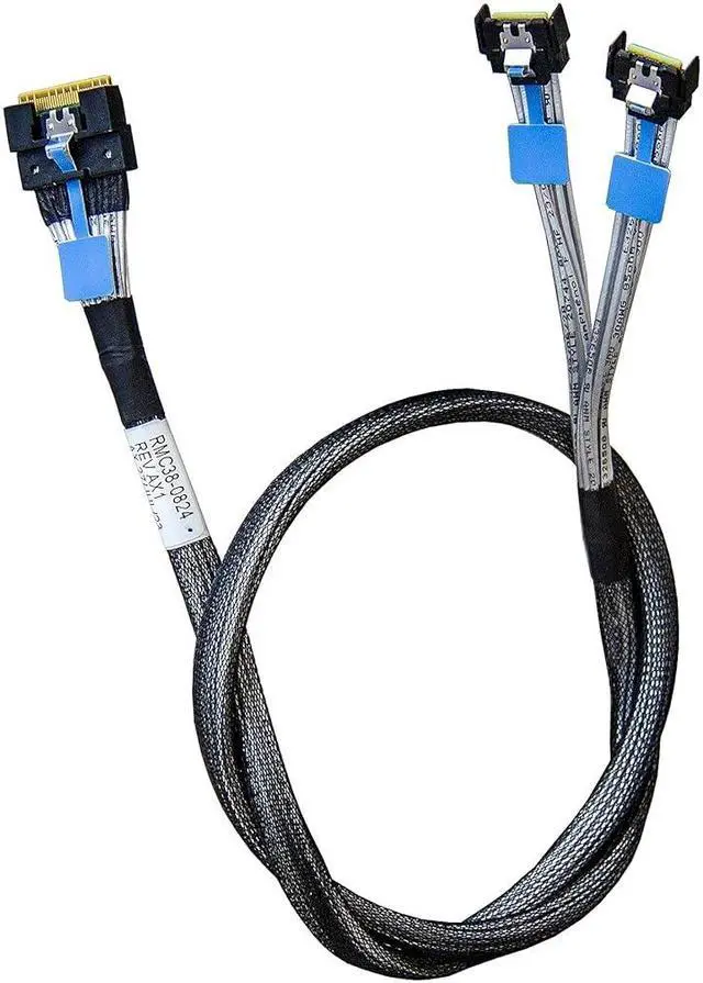 Alt view image 2 of 7 - SlimSAS x8 to 2*MCIO x4,SFF-8654 74Pin to 2*SFF-TA-1016 38Pin,PCIe Gen5 Mini Cooledge IODouble Straight Cable 80CM(CBL-SAST-0953)